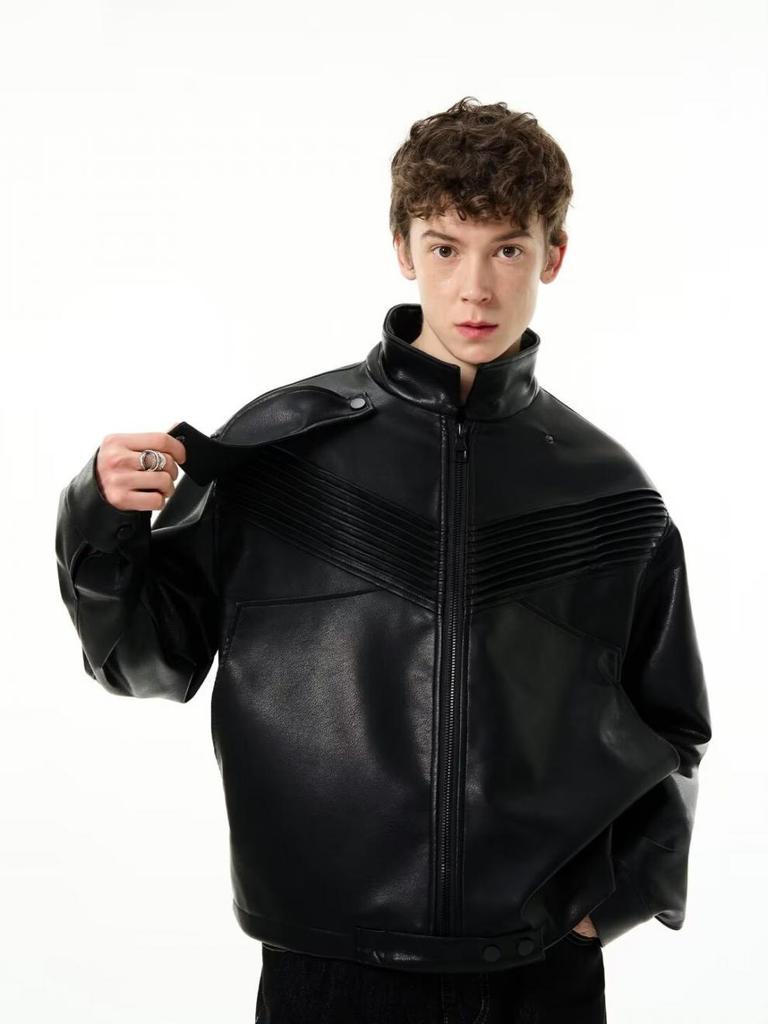 Herren Amerikanische Retro Leder Motorradjacke - Frühling und Herbst Trendiges Nischendesign