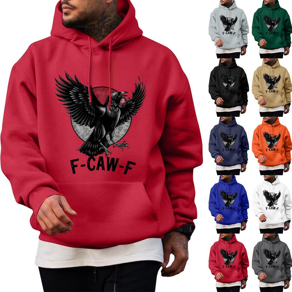 Men's Fashion Casual Long Sleeve Solid Color Hooded Sweatshirt Tops