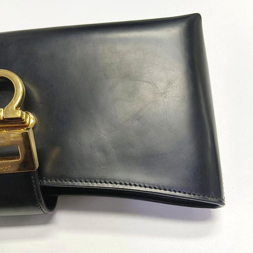 [Pre-Owned] Trifolio Commuter Solid Color Gold Buckle Leather Chain Shoulder Bag - Good #1QQ57HR