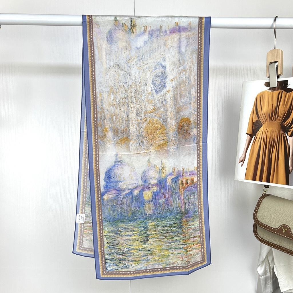 Light Luxury Astrolabe Silk Silk Scarf Spring And Autumn Medium And Long Bow Mulberry Silk Streamer Holiday Gift