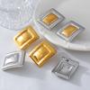 Style Stainless Steel Rectangular Color Matching Earrings New Trend Pvd Plated Real Gold Temperament Earrings Women