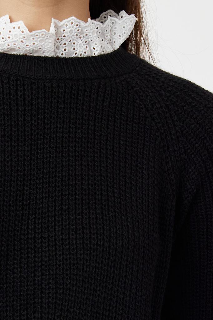 Women's Fashionable Stylish Hijab Sweater Black Guipure Detailed Thessaloniki Knitwear Sweater