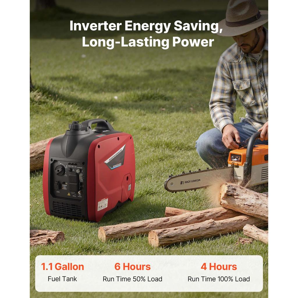 SucceBuy Inverter Generator 2900W Peak Watt Compact and Lightweight Design-Stable Power CO Sensor for Home Use Gas Red/Black