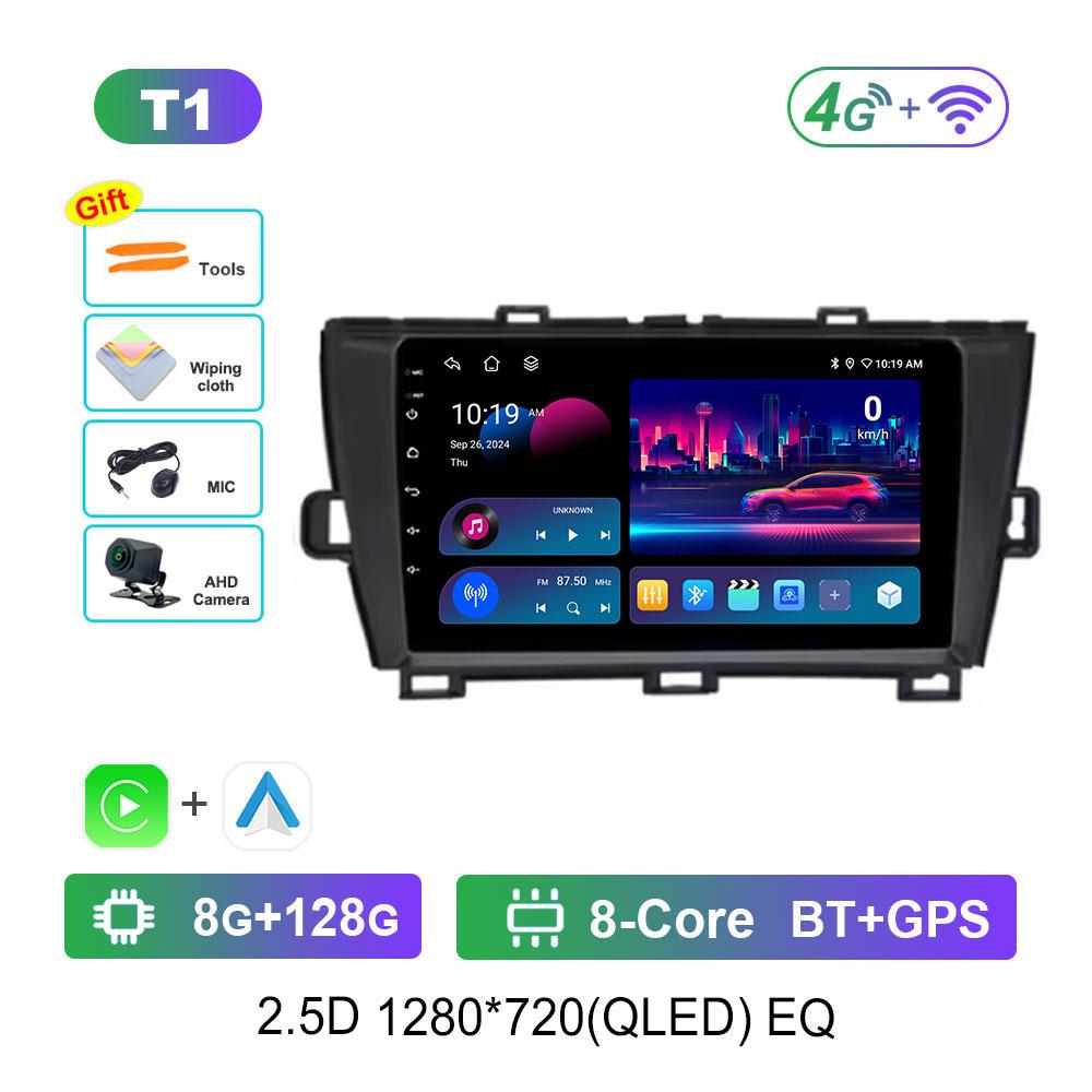 GPS Navigation Split Screen for Toyota Prius 3 XW30 2009 - 2015 Android 14 Car Audio Multimedia Player 4G WiFi BT Head Unit