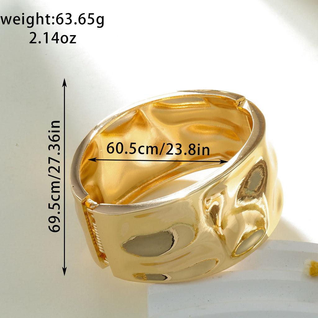 Smooth Gold Color Open Spring Bangles for Women Design Geometric Wide Cuff Bracelets Hand Jewelry
