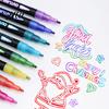 Radiating Lines Markers Dual-Tip Metallic Outline Pens Fluorescent Marker with Colorful Borders Paint Smooth Tip Highlighters for Cards Crafts & Notes