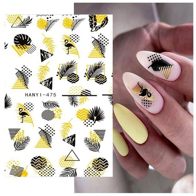 Zurück Kleber Aufkleber 3D Nagel Aufkleber Schwarz Weiß Geometrische Zeichnungen Designs Nagel Aufkleber Dekoration Für Nail Art Schönheit