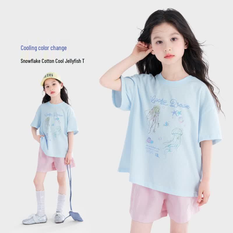 Tutuxiaoxiang Girls Cool-Sensing Color-Changing Cartoon T-Shirt 110