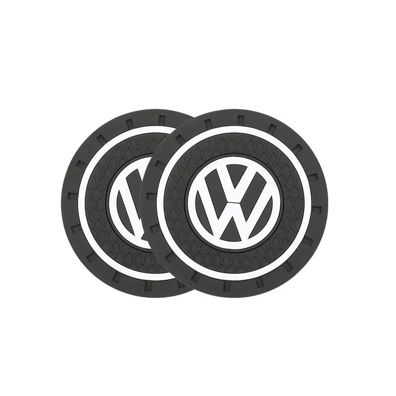 lmn1 Car Coaster Anti-Slip Water Cup Slot Pad Silica Gel pad For VW Scirocco Golf Amarok T5 Phaeton T-Cross Passat Polo Arteon Jetta