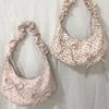 New Small Fresh Floral Shoulder Bag Drawstring Portable Pleated Dumpling Bag 2025 New Lazy Wind Underarm Women's Bag