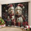 2pcs Festive Christmas Curtain Retro Style with Colorful Light Snowflakes & Santa Claus Designs Machine Washable for Living Room