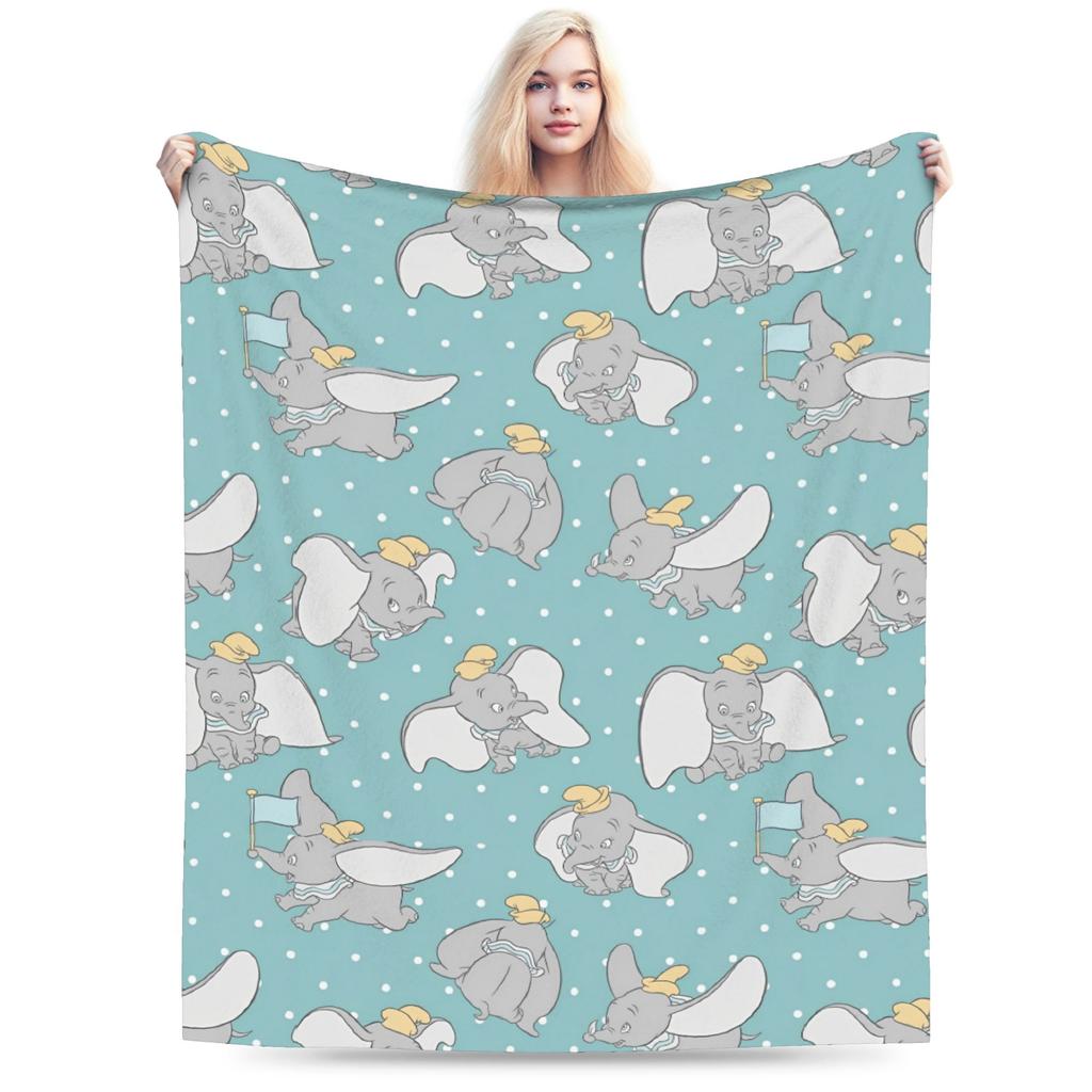 Dumbo Cartoon Blankets Velvet Spring Autumn The Flying Elephant Portable Warm Throw Blanket for Sofa Travel Plush Thin Quilt