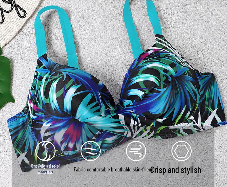 Maillot de bain bikini froncé floral européen et américain 2024