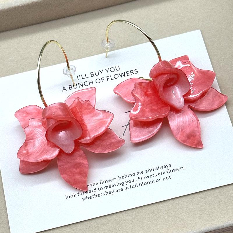 Eleganti Orecchini Floreali Acrilici Retrò Francesi: Moda di Nicchia Femminile, Gioielli di Lusso High-End