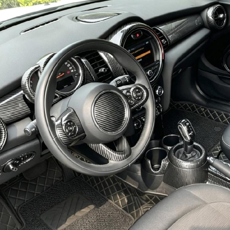 Dashboard Trim Frame Covers for MINI F55 F56 F57, 4 Piece Black Carbon Fiber Style ABS Air Outlet Surround Set for Interior Styling