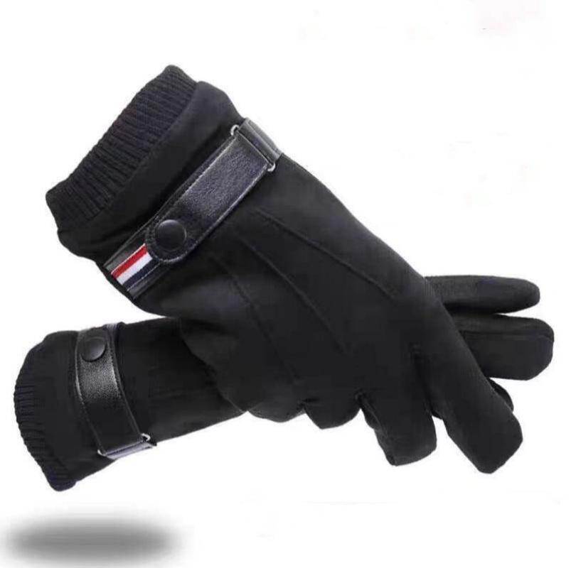 Gants d'hiver en daim polaire chaud pour homme, gants chauds à doigts, pour l'extérieur, épaissis, avec boucle pour la conduite, ski, homme, moufles tactiles