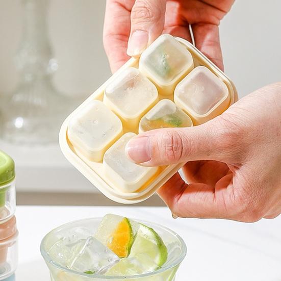 6 Compartments Ice Cube Maker, Ice Cube Mold with Sealed Flip Cover, Easy Demolding Food Grade Stackable Design Ice Tray
