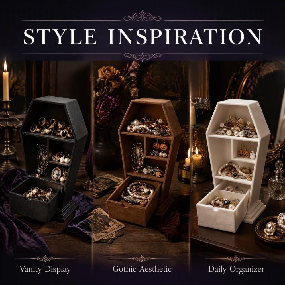Gothic Travel Portable Storage Case Multi-compartment Ring Necklace Earring Storage Box Halloween