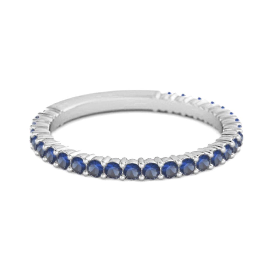 Blauer Saphir Eternity Bandring - 925 Sterlingsilber