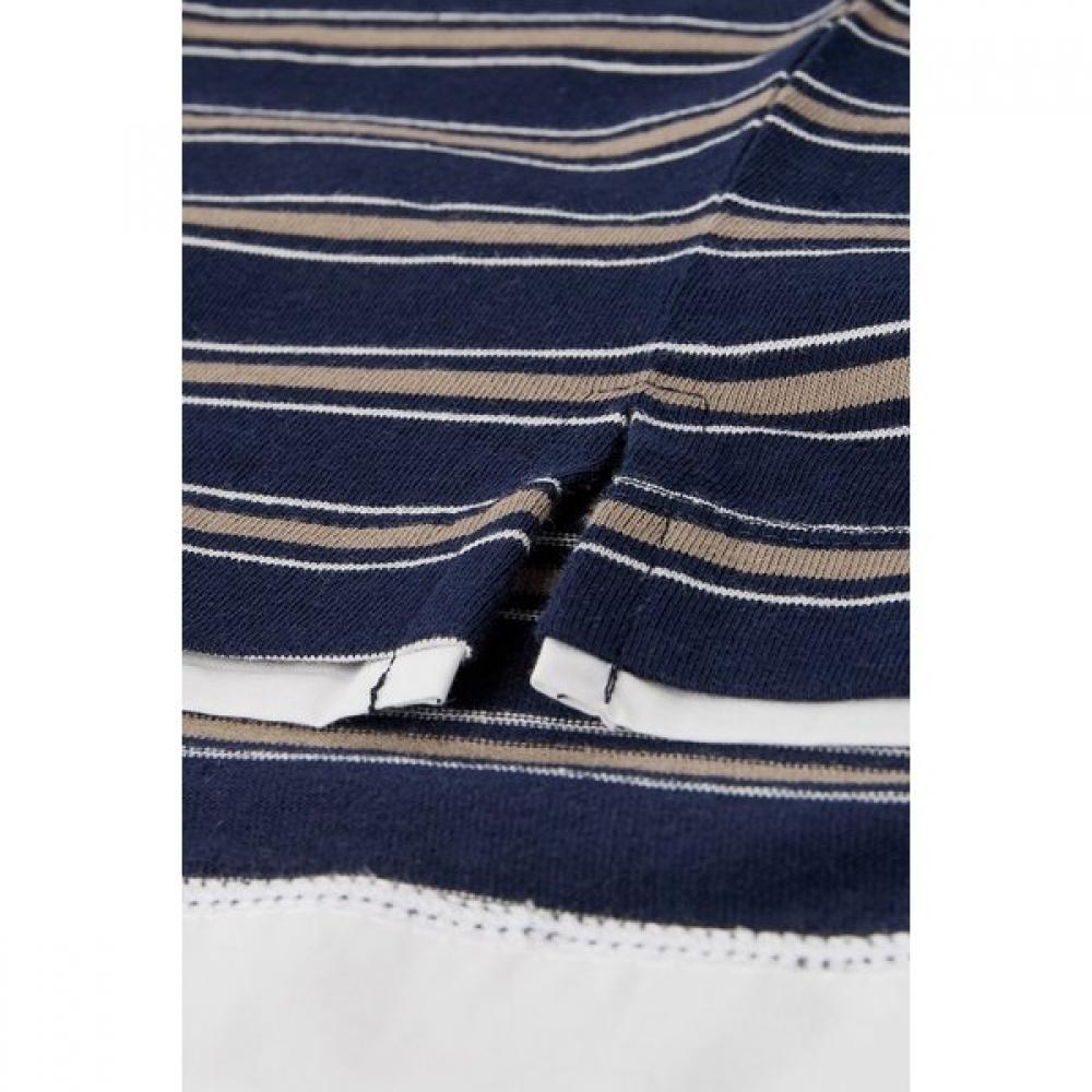 VOV Woven Mix STripe Collar T shirT 7156340005