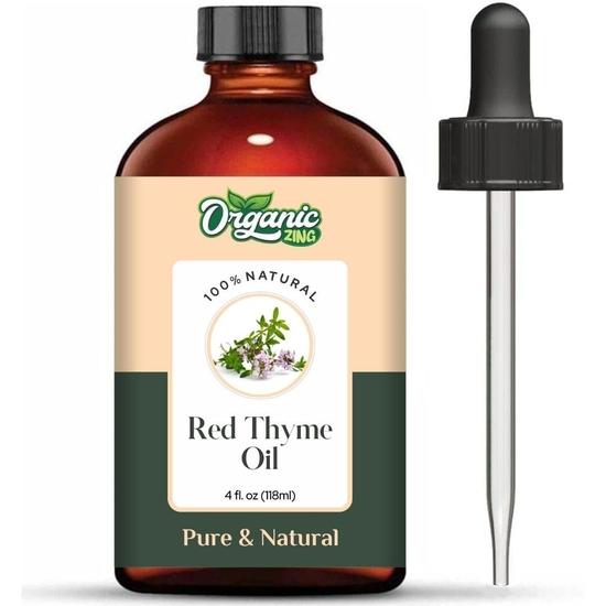 Organic Zing Red Thyme (Thymus Vulgaris) Oil | Pure & Natural Essential Oil for Aroma, Skincare & Massage - 118ml/3.99fl Oz