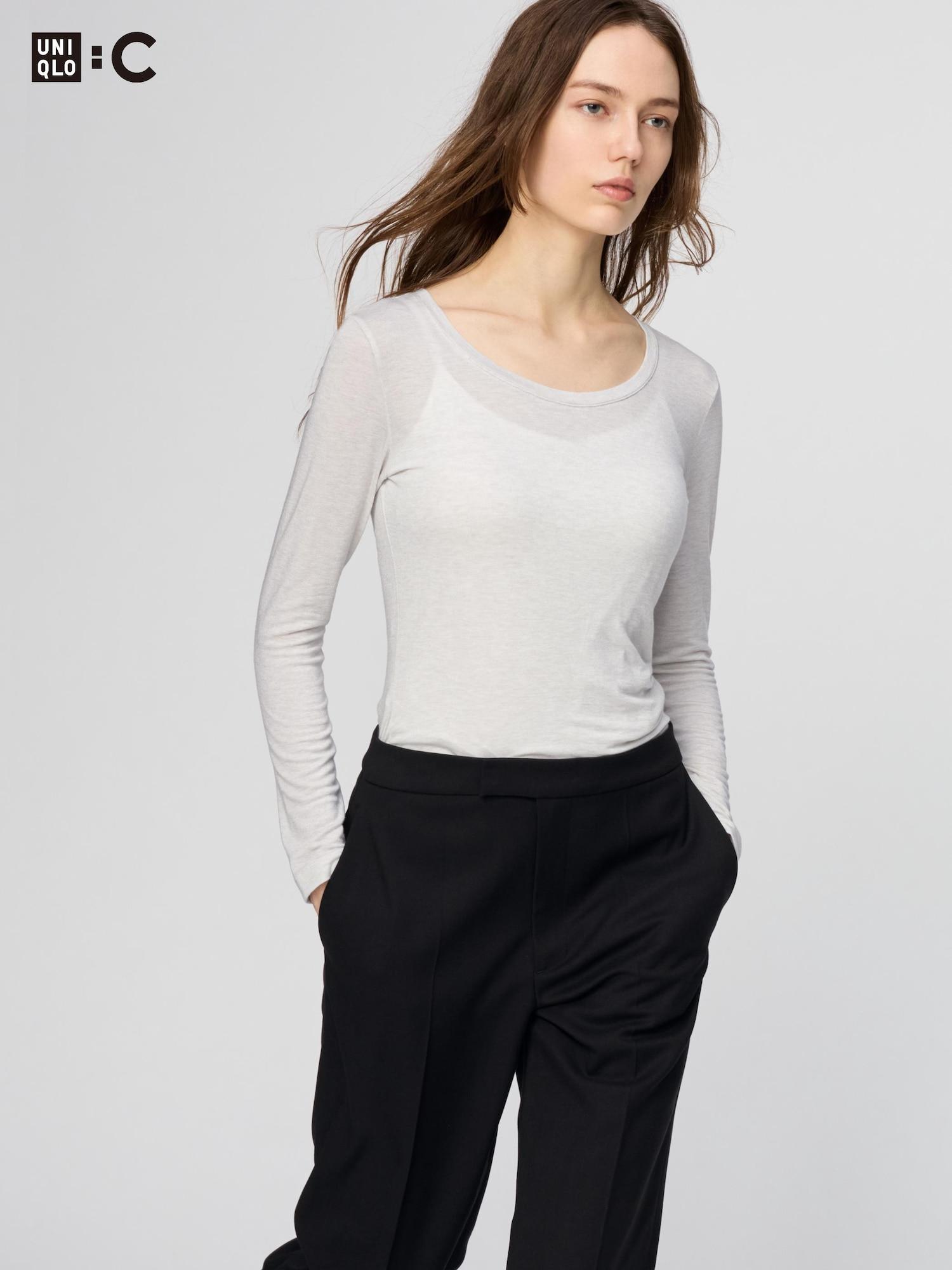 

Uniqlo HeaTTech Кашемир Смесь U-образный вырез Футболка с длинным рукавом exTra Warm 30 NATURAL/WOMEN L