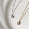 French Style White Perfume Bottle Necklace for Women - Shiny Square Diamond Pendant Clavicle Chain, Lightweight Luxury 2024.