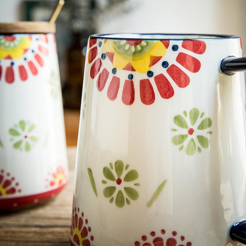 Office Large-Capacity Cup Home Pastoral Hand-Painted Ceramic Gift