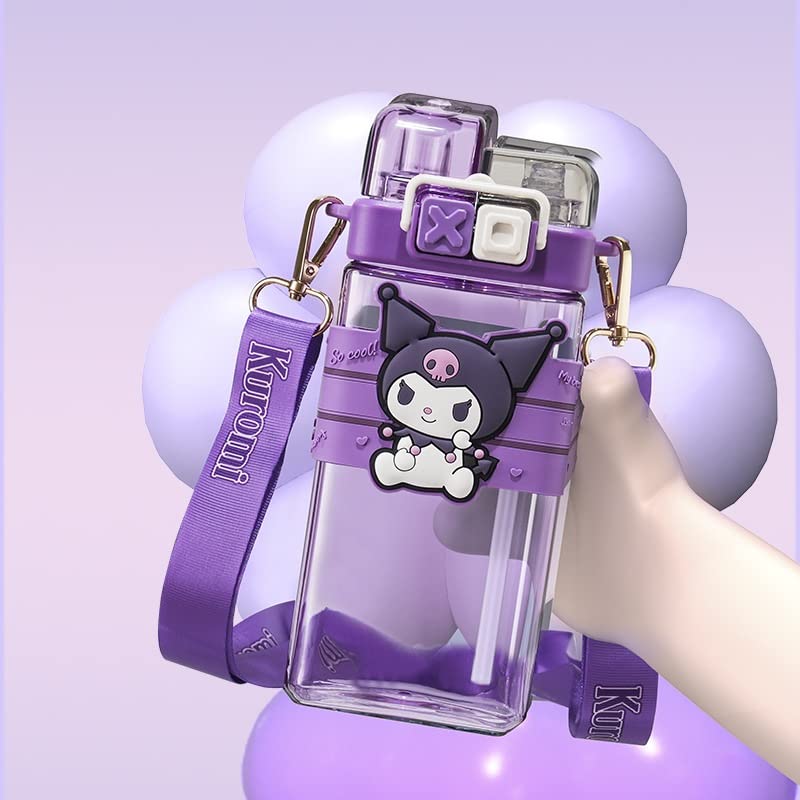 Kuromi, Cinnamoroll, Pochacco, Pompompurin, My Melody Water Bottle with Straw, Clear Bottle, Leak-Proof, Transparent, Kids' Water Bottle, Mug Bottle,