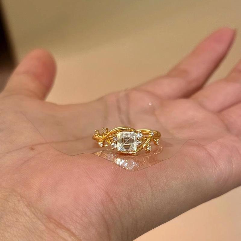 Sparkling Wrapped Square Diamond Female Ring New in Fashion Beautiful and Exquisite Engagement rings for women  Gift