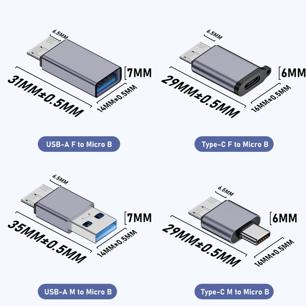 USB C to MicroB Adapter Type C USB 3.0 Male Female to MicroB Male Convert Connector Charge Data Sync Adapter 10Gbps