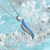 Trending TikTok INS Blue Copper Alloy Feather Necklace-Opal Inlaid Pendant Silver Plated Women's Trendy Sweater Chain Jewelry