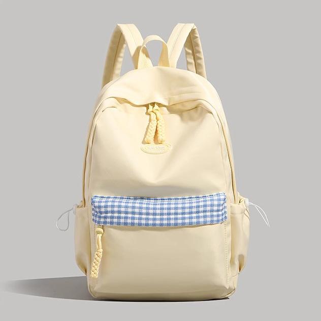 

Solid color high-value backpack women s 2025 summer new large-capacity Korean versatile junior high school student schoolbag жёлтый