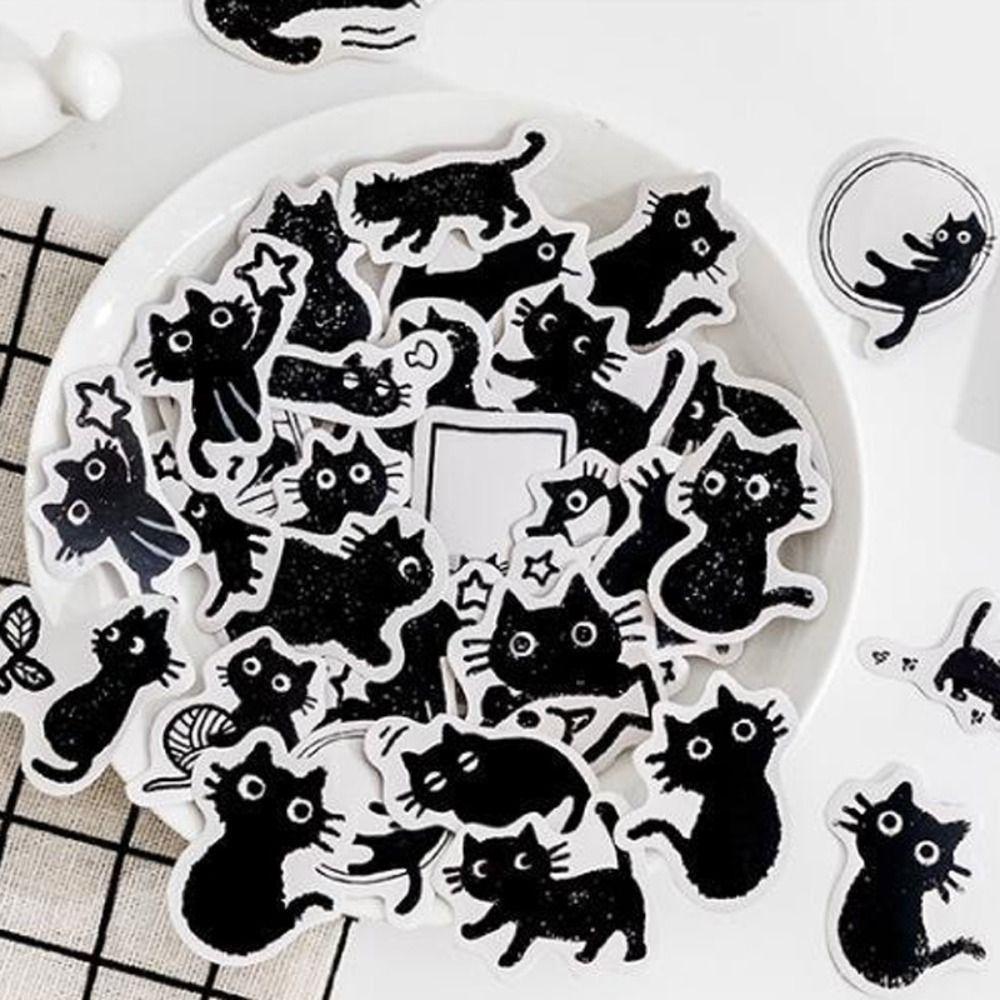45pcs Kawaii Little Black Cat Decorative Boxed Stickers Scrapbooking Label Diary Stationery Album Phone Journal Planner