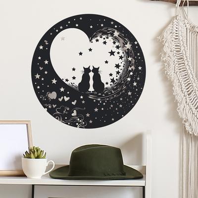Lovers Black Cat Love Bedroom Living Room Porch Home Background Decoration Wall Sticker