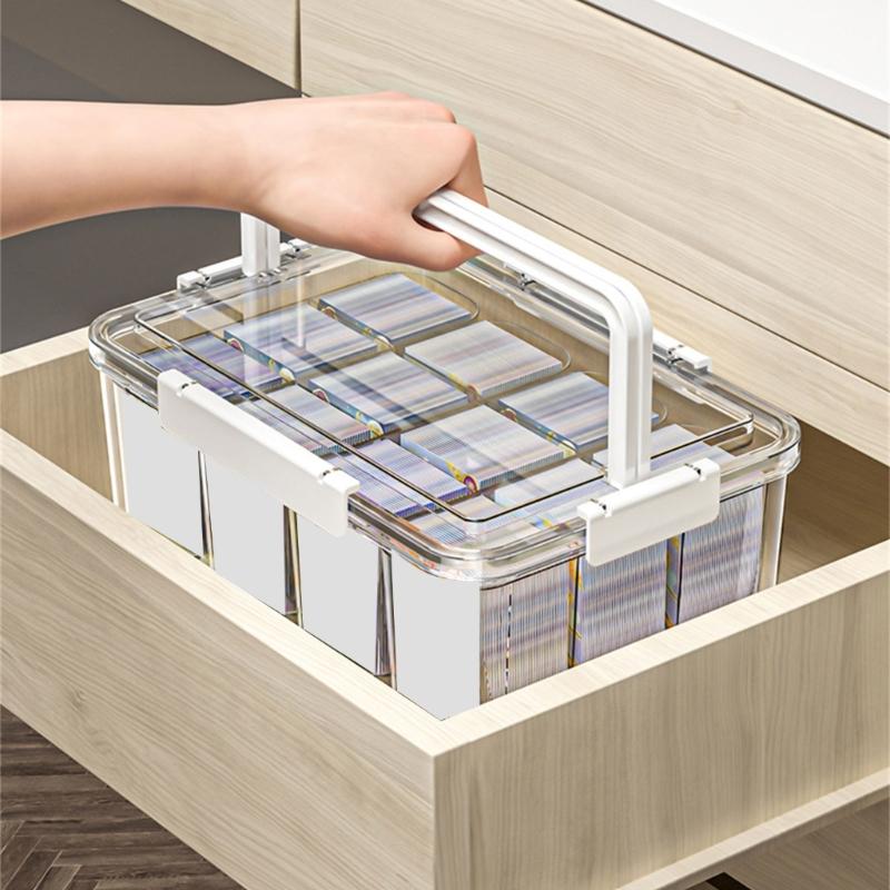 High Capacity Clear Craft Organizer Box Beads Storage Container with 4 Inner Boxes Large Capacity Clear Card Holder