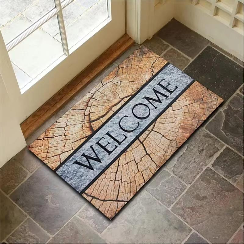 Welcome Design Door Mat Natural Style Non Slip Durable Entrance Rug Indoor Home Decor For Families Loving Welcome Accents