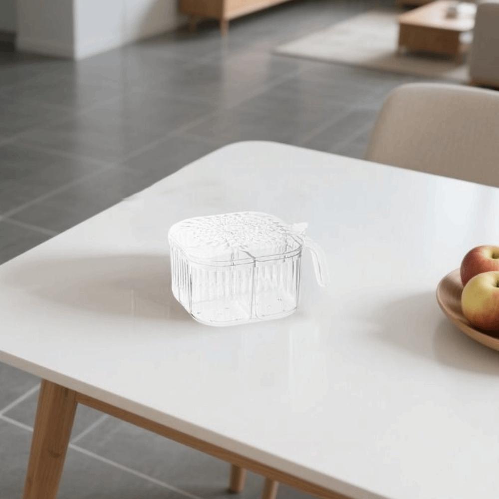 Detachable Kitchen Seasoning Box 4 Compartment Spice Jar Multipurpose Condiment Container  Salt