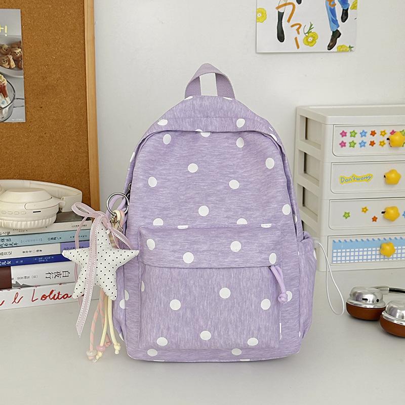 Schoolbag Cherry Blossom Pink Polka Dot School Bag Girls Junior High School Ins Niche High Value High School Student Backpack Large Capacity Fashion