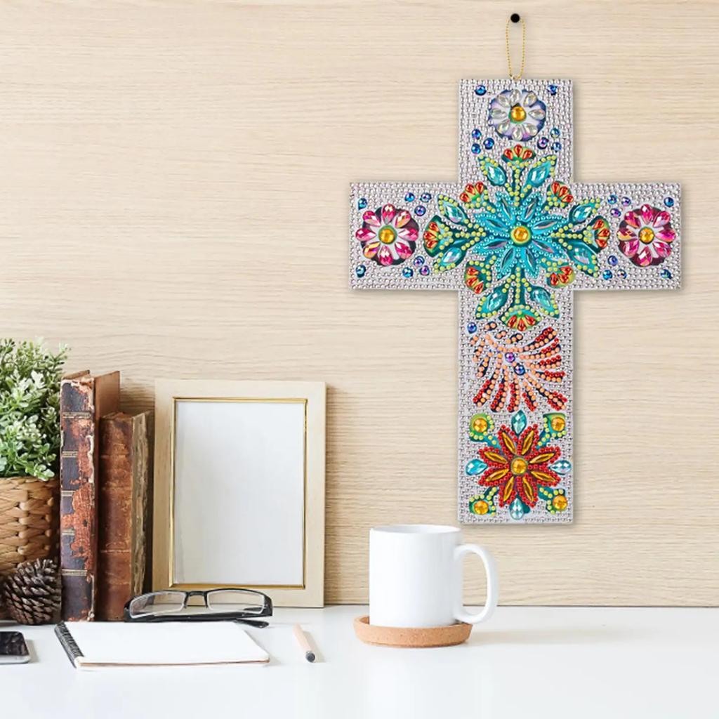 DIY Diamond Painting Cross Pendant Acrylic Rhinestone Hanging Wall Ornaments Kit