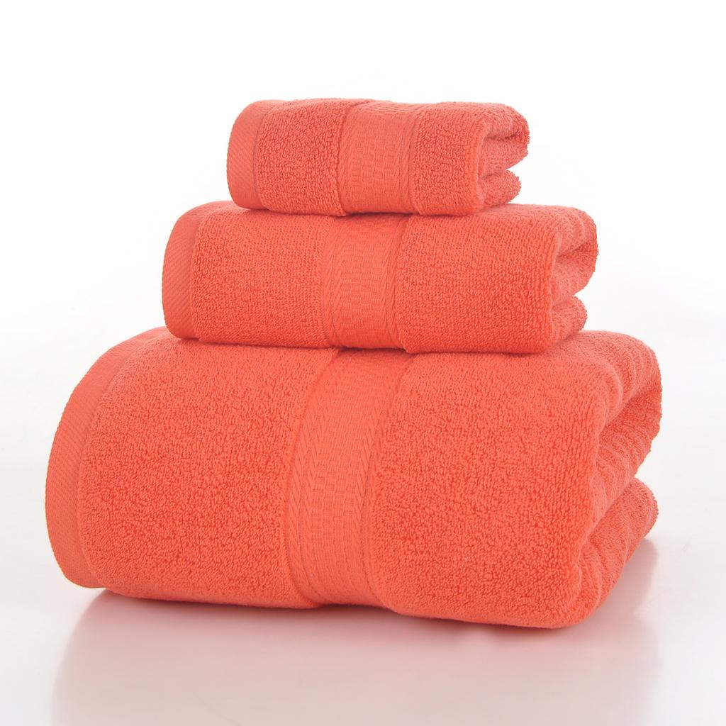 Style, plain cotton towel, three-piece household towel, soft and absorbent.