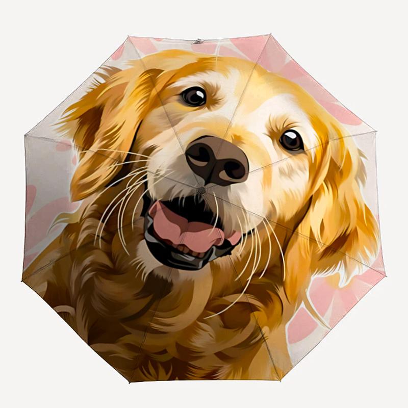 

1pc Golden Retriever, Pet Portrait Automatic Open/close Umbrella, 8-Rib sturdy structure, Portable Travel Umbrella, Parties, Everyday Usel002