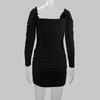 Spring/Summer 2025 Women's European/American Bodycon Dress - Sexy Square Neck, Mesh Long Sleeves