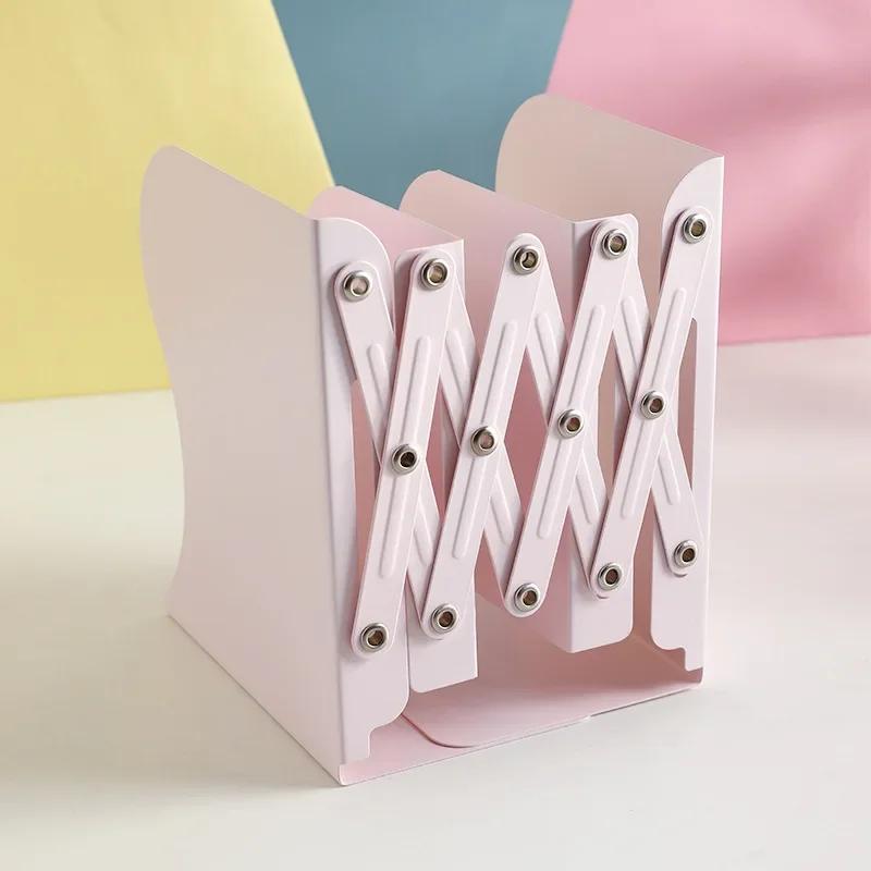 Adjustable Iron Desktop Bookends - Non-Slip Book Stand & Rack, Artistic Shelf Holder for School Stationery & Office Accessories