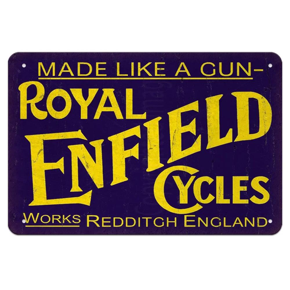 Royal Enfield Cycles Vintage Advertising Tin Sign Vintage Durable Metal Plaque Wall Decor Home Office Bar Man Cave Wall Art