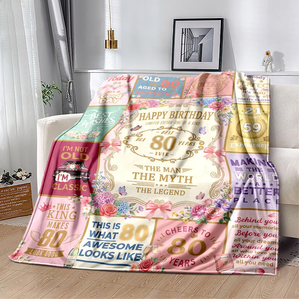Celebrating 80 Years Of Excellence Flannel Blanket-Soft and Suitable for Sofas,Beds,Offices,Travel,All Seasons,Great Gift for Holidays and Birthdays.