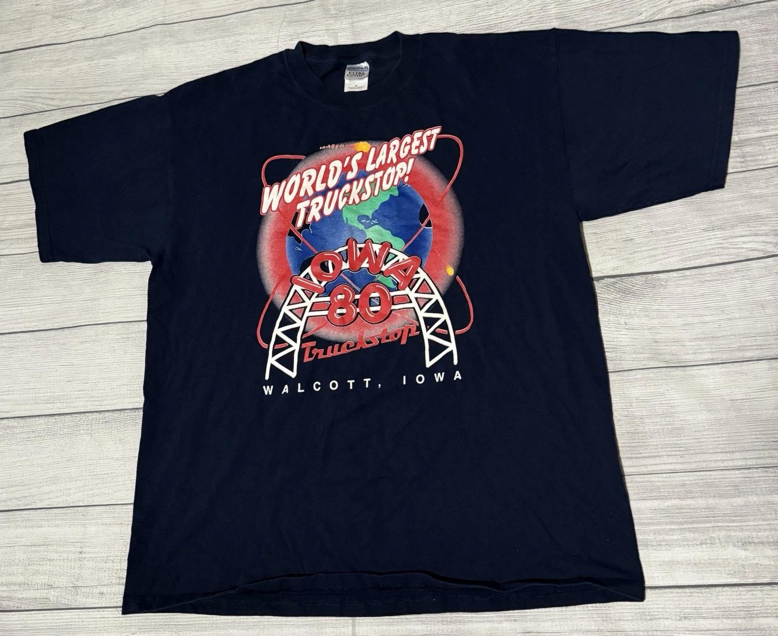 

Y2K Iowa 80 Worlds Largest Truck Stop Graphic T Shirt 2000 Gildan Tag Size XL L