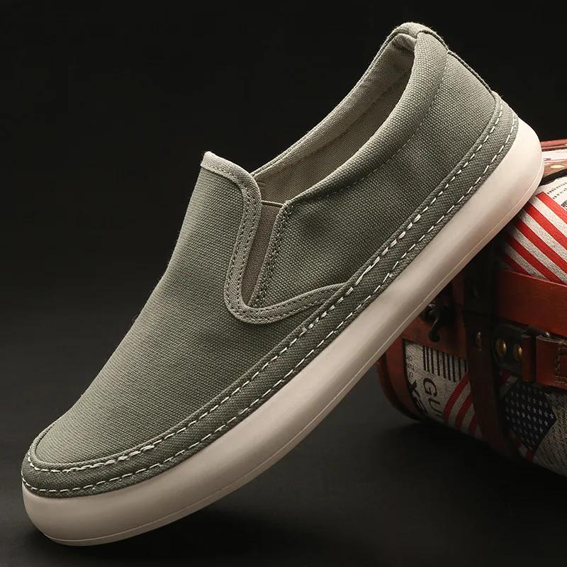 Fashion Men's Casual Shoes Breathable Canvas Shoes Lightweight Men's Vulcanized Soft Flat  Outdoor Men's Sneakers Loafers