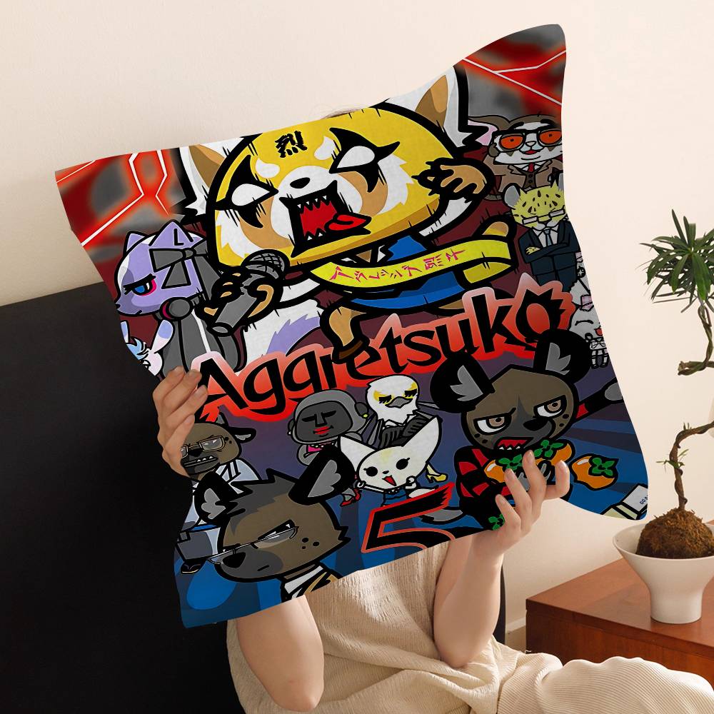Aggretsuko Anime-Rock Anime Cushion Cover Inches Farmhouse Decor Home Throw Pillow Covers For Couch Decorations