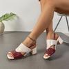 Sandals Shoes Big Size Slippers Women Summer Square heel Pantofle Low Med Slides Block 2025 Hoof Heels Fabric Rome
